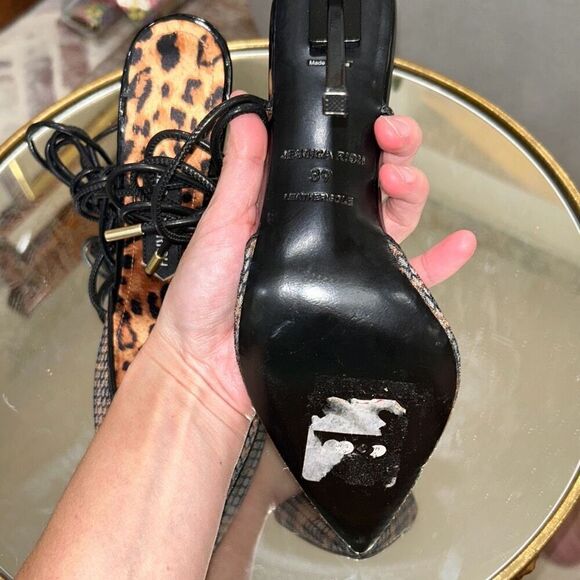 Jessica Rich Ankle Tie Pointed Toe Pump Leopard Womens Size 39 - Picture 5 of 5